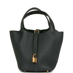 Hermes Picotin Lock 18 Vert Mangrove Clemence Gold Hardware