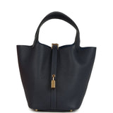 Hermes Picotin Lock 18 Bleu Nuit Clemence Gold Hardware