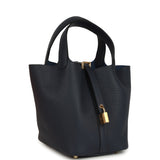 Hermes Picotin Lock 18 Bleu Nuit Clemence Gold Hardware
