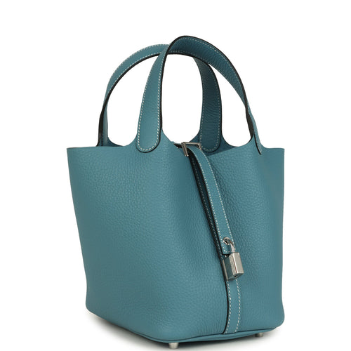 Hermes Picotin Lock 18 Blue Jean Clemence Palladium Hardware