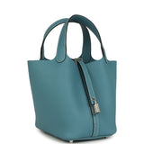 Hermes Picotin Lock 18 Blue Jean Clemence Palladium Hardware