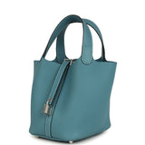 Hermes Picotin Lock 18 Blue Jean Clemence Palladium Hardware