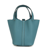Hermes Picotin Lock 18 Blue Jean Clemence Palladium Hardware