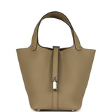 Hermes Picotin Lock 18 Beige Marfa Clemence Palladium Hardware
