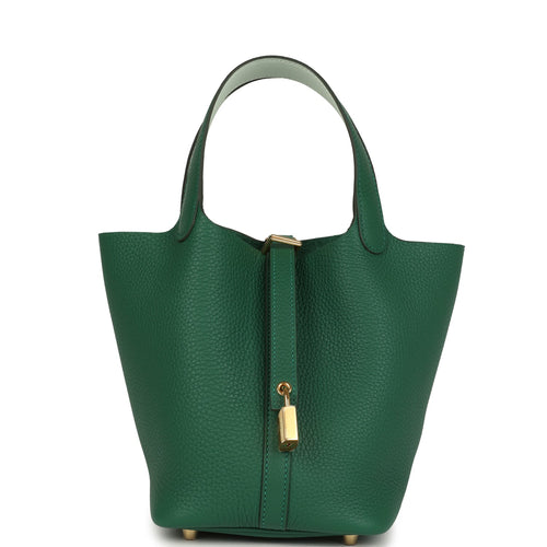 Hermes Picotin Lock 18 Eclat Vert Moyen Clemence and Vert Peppermint Swift Gold Hardware
