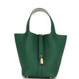 Hermes Picotin Lock 18 Eclat Vert Moyen Clemence and Vert Peppermint Swift Gold Hardware