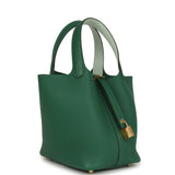 Hermes Picotin Lock 18 Eclat Vert Moyen Clemence and Vert Peppermint Swift Gold Hardware