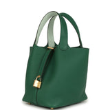 Hermes Picotin Lock 18 Eclat Vert Moyen Clemence and Vert Peppermint Swift Gold Hardware