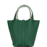 Hermes Picotin Lock 18 Eclat Vert Moyen Clemence and Vert Peppermint Swift Gold Hardware