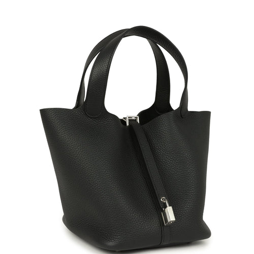 Hermes Picotin Lock 22 Black Clemence Palladium Hardware