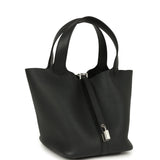 Hermes Picotin Lock 22 Black Clemence Palladium Hardware