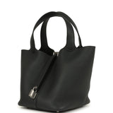 Hermes Picotin Lock 22 Black Clemence Palladium Hardware