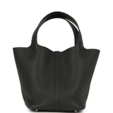 Hermes Picotin Lock 22 Black Clemence Palladium Hardware