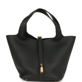 Hermes Picotin Lock 22 Black Clemence Gold Hardware