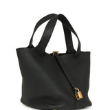 Hermes Picotin Lock 22 Black Clemence Gold Hardware