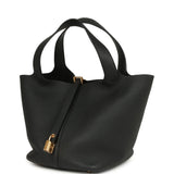 Hermes Picotin Lock 22 Black Clemence Gold Hardware