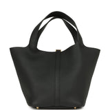 Hermes Picotin Lock 22 Black Clemence Gold Hardware