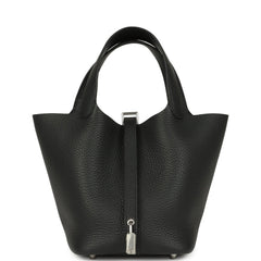 Hermes Picotin Lock 18 Black Clemence Palladium Hardware