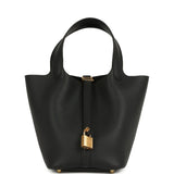 Hermes Picotin Lock 18 Black Clemence Gold Hardware - Thumbnail View 1