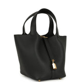 Hermes Picotin Lock 18 Black Clemence Gold Hardware - Thumbnail View 3