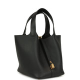 Hermes Picotin Lock 22 Black Clemence Gold Hardware