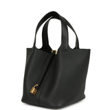 Hermes Picotin Lock 22 Black Clemence Gold Hardware