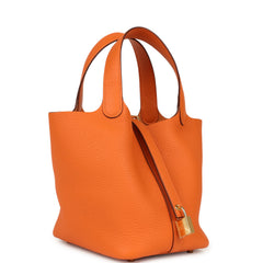 Hermes Picotin Lock 18 Orange Clemence Gold Hardware