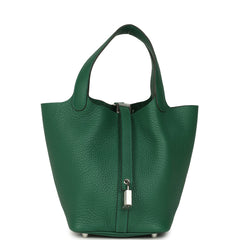 Hermes Picotin Lock 18 Vert Moyen Clemence Palladium Hardware