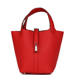 Hermes Picotin Lock 18 Rouge de Coeur Clemence Palladium Hardware