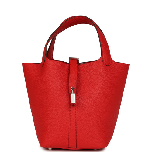 Hermes Picotin Lock 18 Rouge de Coeur Clemence Palladium Hardware