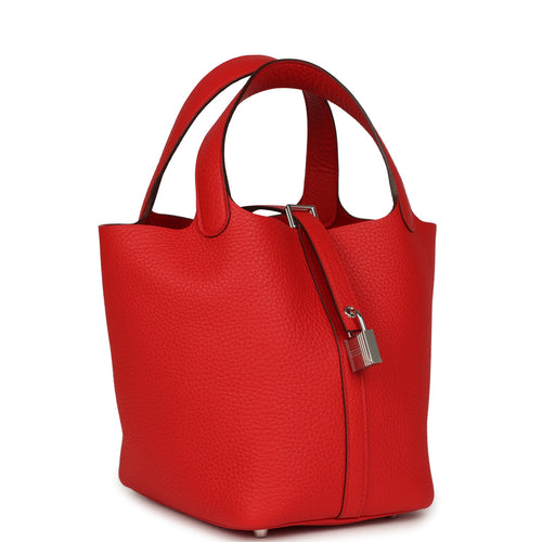 Hermes Picotin Lock 18 Rouge de Coeur Clemence Palladium Hardware