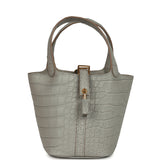 Hermes Micro Picotin Lock 14 Gris Perle Matte Alligator Palladium Hardware