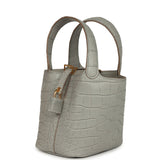 Hermes Micro Picotin Lock 14 Gris Perle Matte Alligator Palladium Hardware