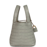 Hermes Micro Picotin Lock 14 Gris Perle Matte Alligator Palladium Hardware