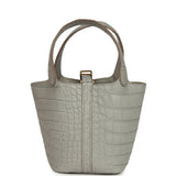Hermes Micro Picotin Lock 14 Gris Perle Matte Alligator Palladium Hardware