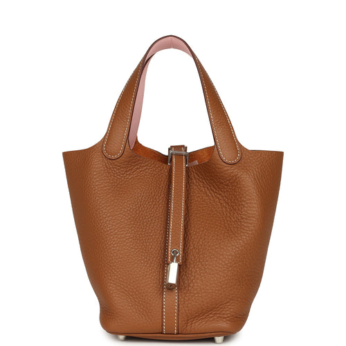 Hermes Picotin Lock 18 Eclat Gold and Rose Sakura Clemence Palladium Hardware