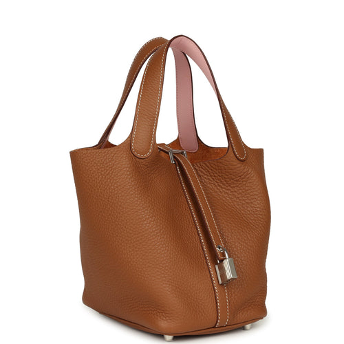 Hermes Picotin Lock 18 Eclat Gold and Rose Sakura Clemence Palladium Hardware