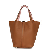 Hermes Picotin Lock 18 Eclat Gold and Rose Sakura Clemence Palladium Hardware