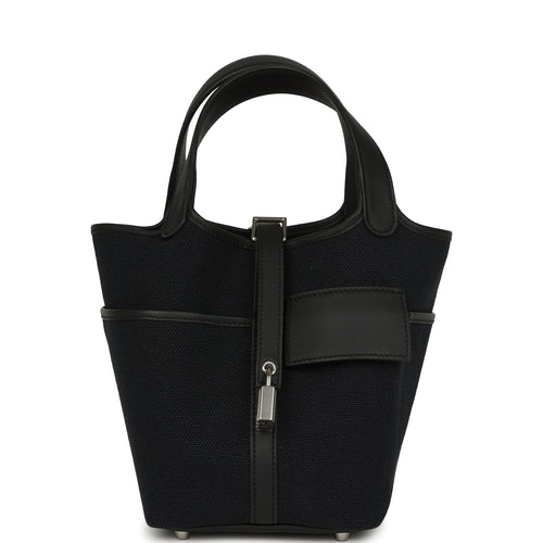 Hermes Picotin Cargo 18 Black Toile Goeland and Swift Palladium Hardware