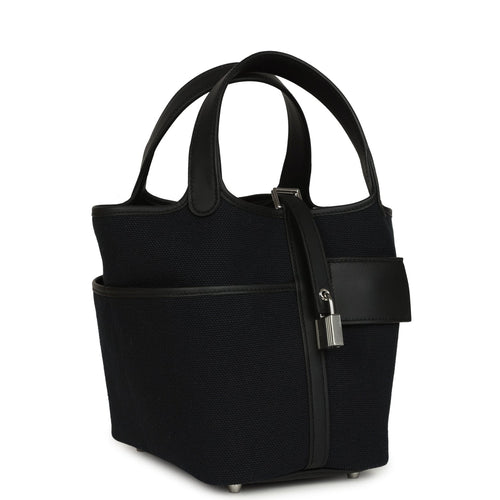 Hermes Picotin Cargo 18 Black Toile Goeland and Swift Palladium Hardware