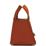 Hermes Picotin Lock 18 Casaque Orange, Cuivre and Gold Clemence Palladium Hardware