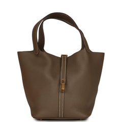 Hermes Picotin Lock 22 Etoupe Clemence Gold Hardware