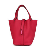 Hermes Picotin 18 Monochrome Rose Mexico Clemence Pink Palladium Hardware