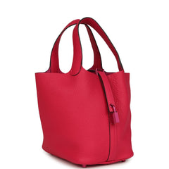 Hermes Picotin 18 Monochrome Rose Mexico Clemence Pink Palladium Hardware