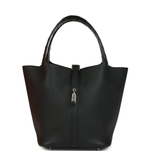 Hermes Picotin 22 Black Clemence and Matte Alligator Touch Palladium Hardware