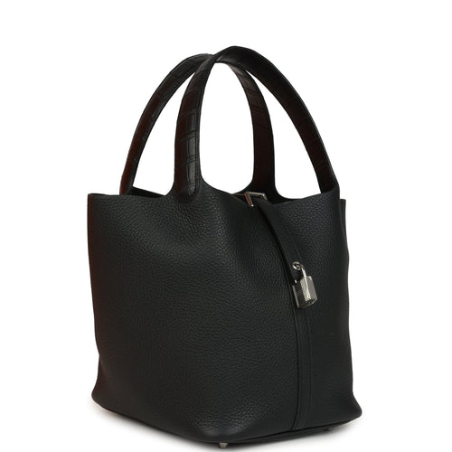 Hermes Picotin 22 Black Clemence and Matte Alligator Touch Palladium Hardware