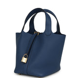 Hermes Picotin Lock 18 Bleu Tie Clemence Permabrass Hardware