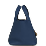 Hermes Picotin Lock 18 Bleu Tie Clemence Permabrass Hardware