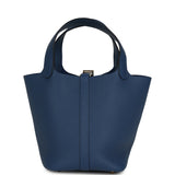 Hermes Picotin Lock 18 Bleu Tie Clemence Permabrass Hardware