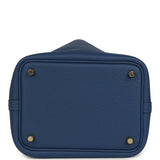 Hermes Picotin Lock 18 Bleu Tie Clemence Permabrass Hardware
